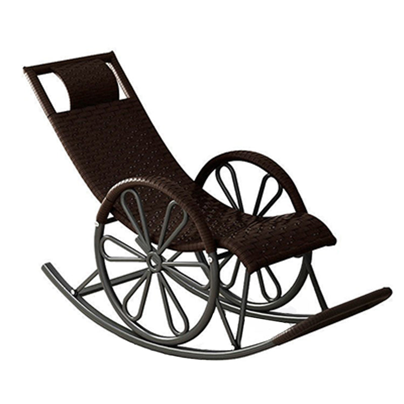 Rattan Modern Rocking Chair Woven Rope Rocker Chair in Black