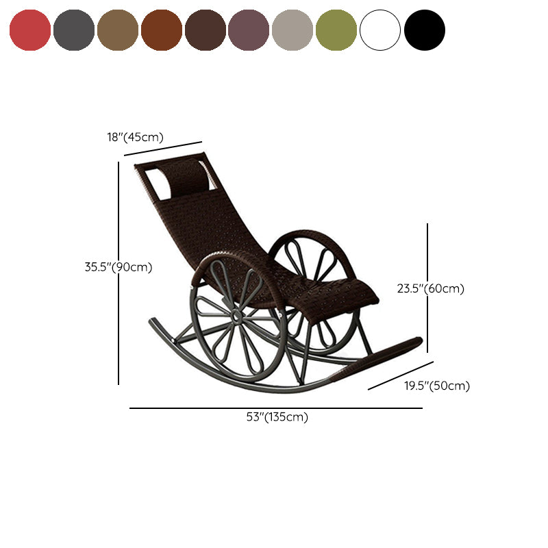 Rattan Modern Rocking Chair Woven Rope Rocker Chair in Black