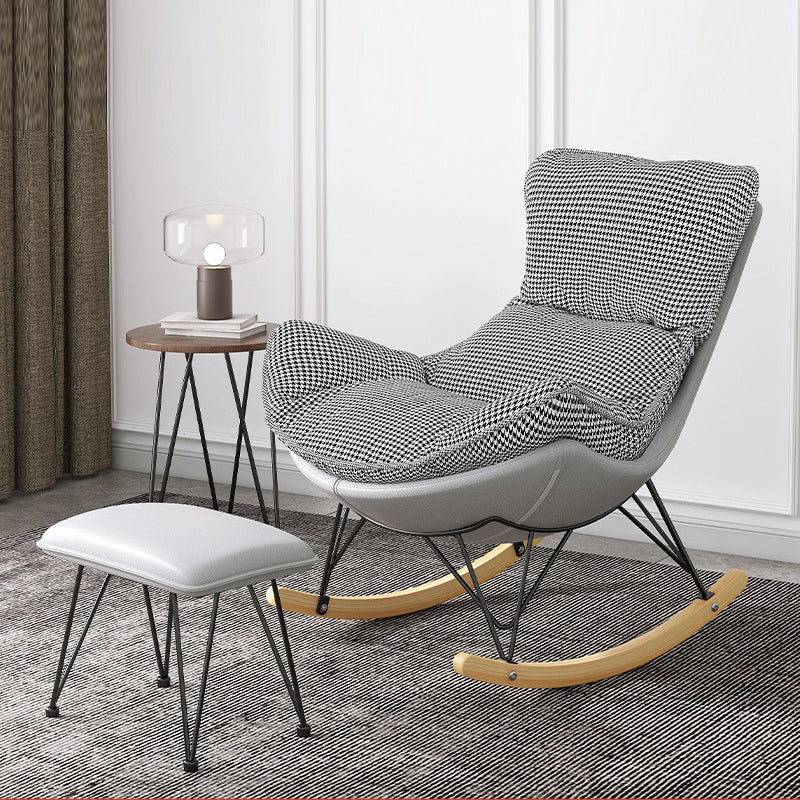 Modern Rocker Upholstered Tufted Cushions Wingback Glider with Dark Leg