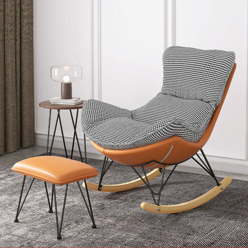 Modern Rocker Upholstered Tufted Cushions Wingback Glider with Dark Leg