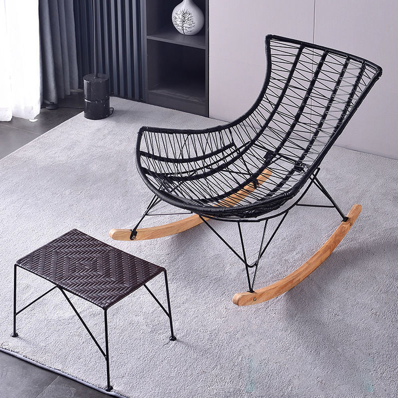 Contemporary Rattan Rocker Chair Water Resistant Rocking Chair for Living Room