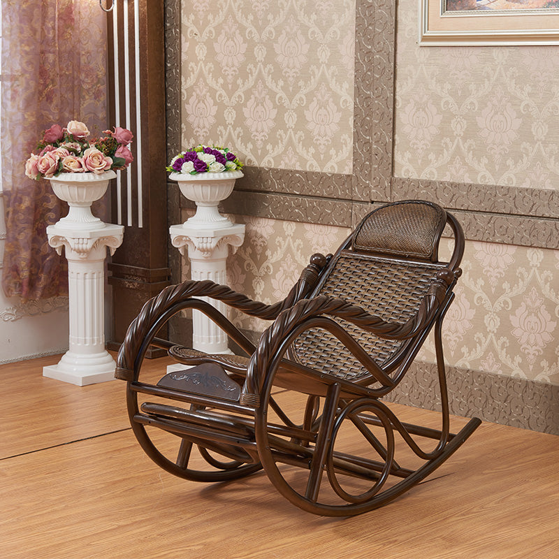 Rattan Rocking Chair Pure Color Traditional Woven Rope Rocking Chair in Living Room