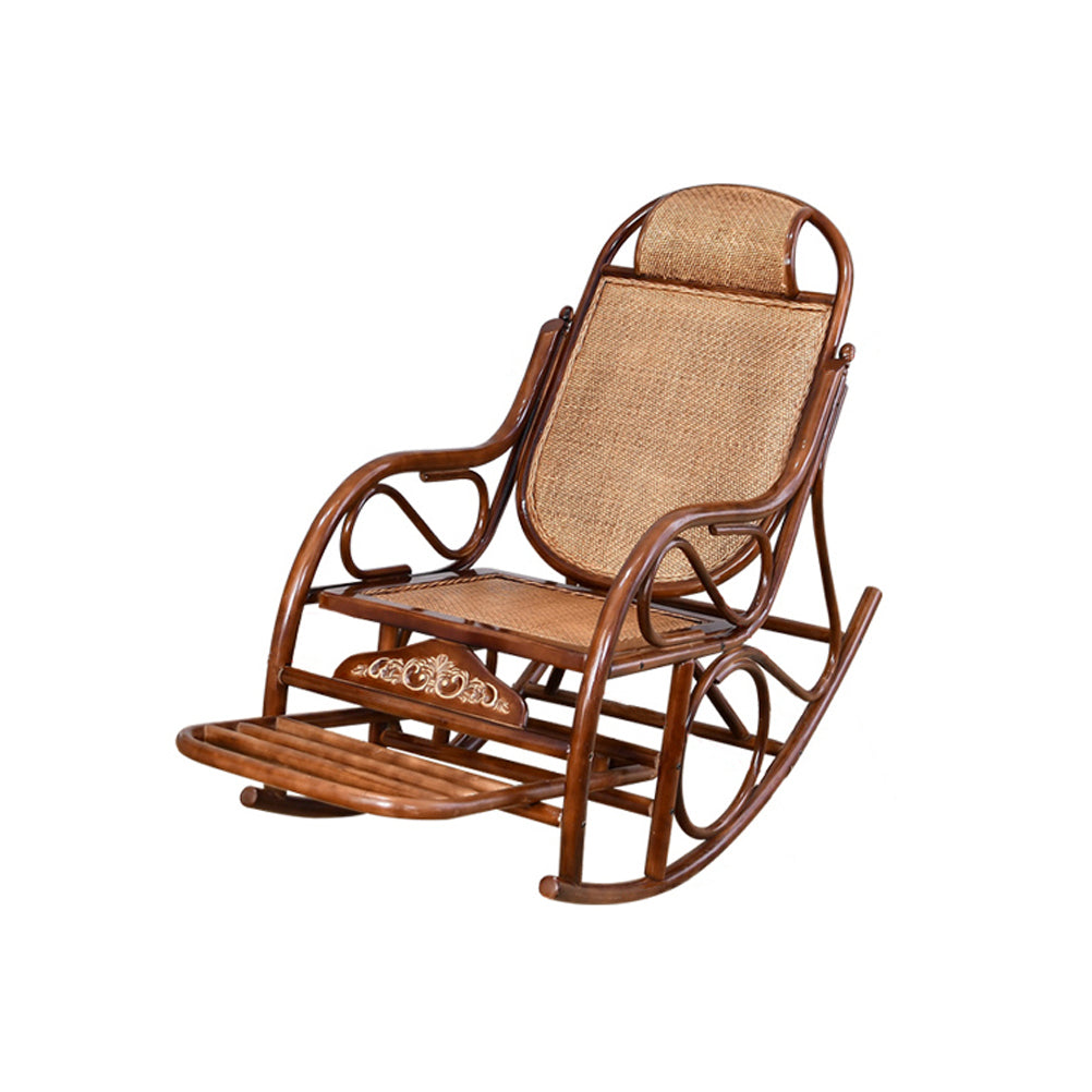 Rattan Rocking Chair Pure Color Traditional Woven Rope Rocking Chair in Living Room