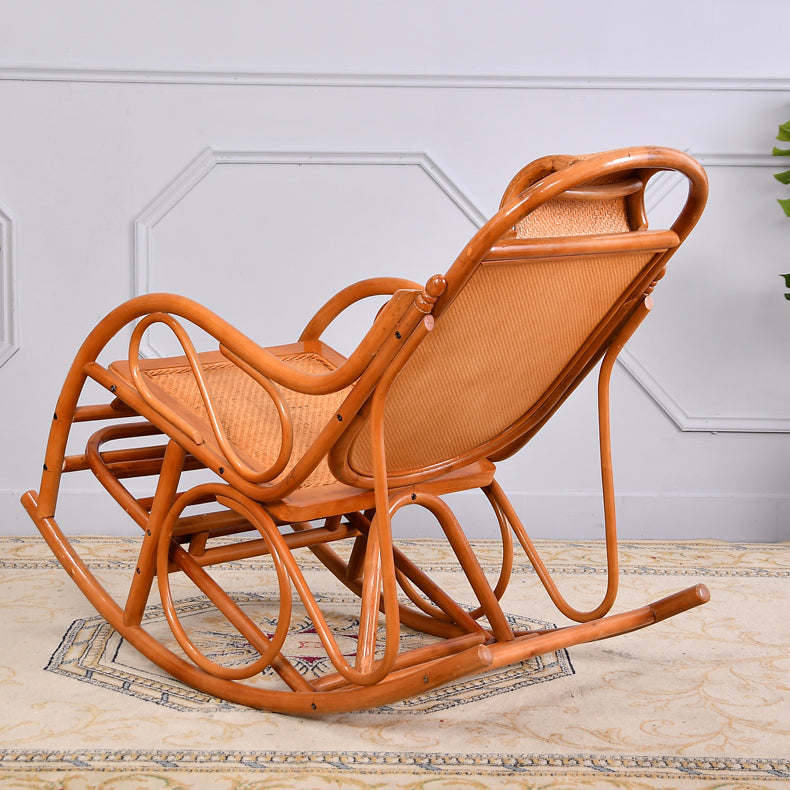 Rattan Rocking Chair Pure Color Traditional Woven Rope Rocking Chair in Living Room