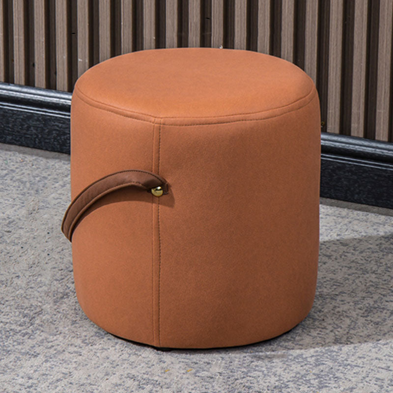 Modern Orange Pouf Round Scratch Resistant Pouf for Living Room