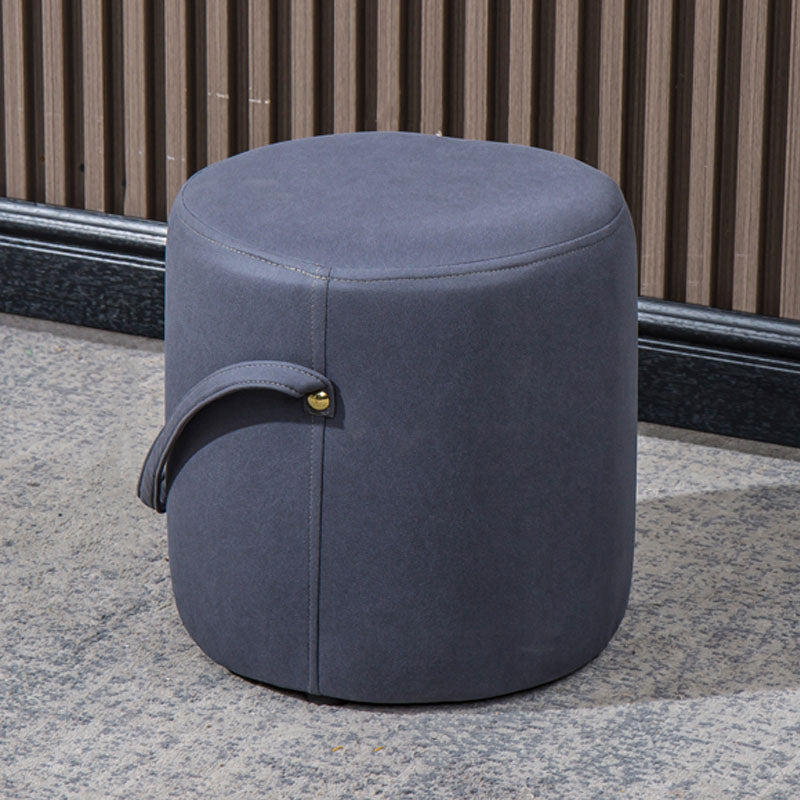 Modern Orange Pouf Round Scratch Resistant Pouf for Living Room