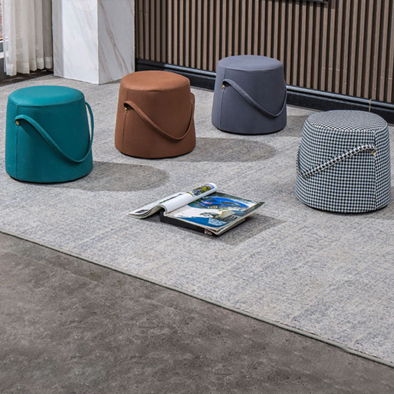 Modern Orange Pouf Round Scratch Resistant Pouf for Living Room