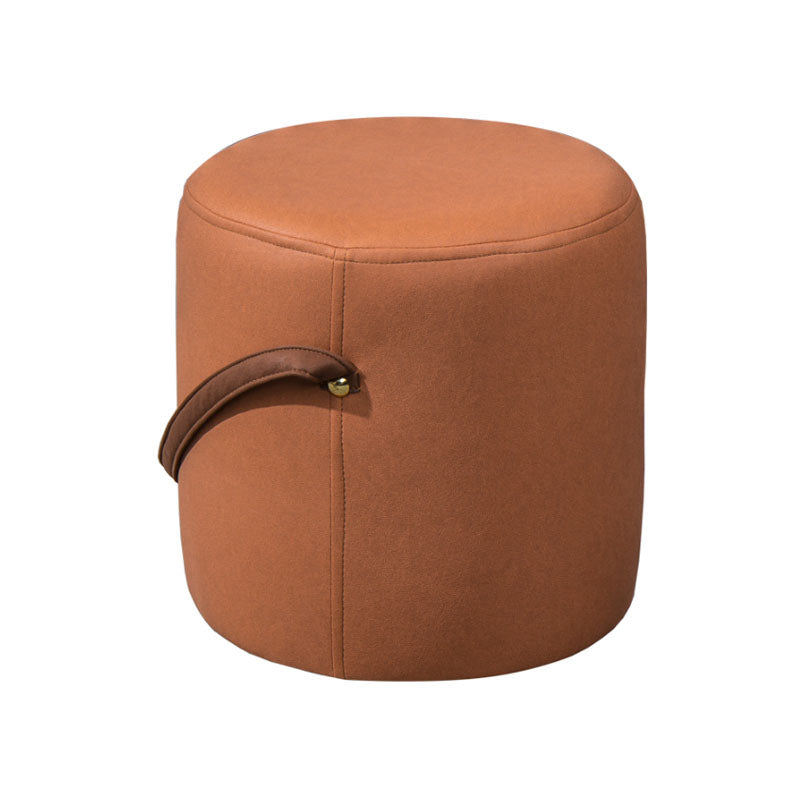 Modern Orange Pouf Round Scratch Resistant Pouf for Living Room