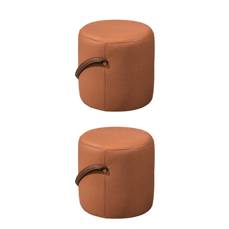 Modern Orange Pouf Round Scratch Resistant Pouf for Living Room