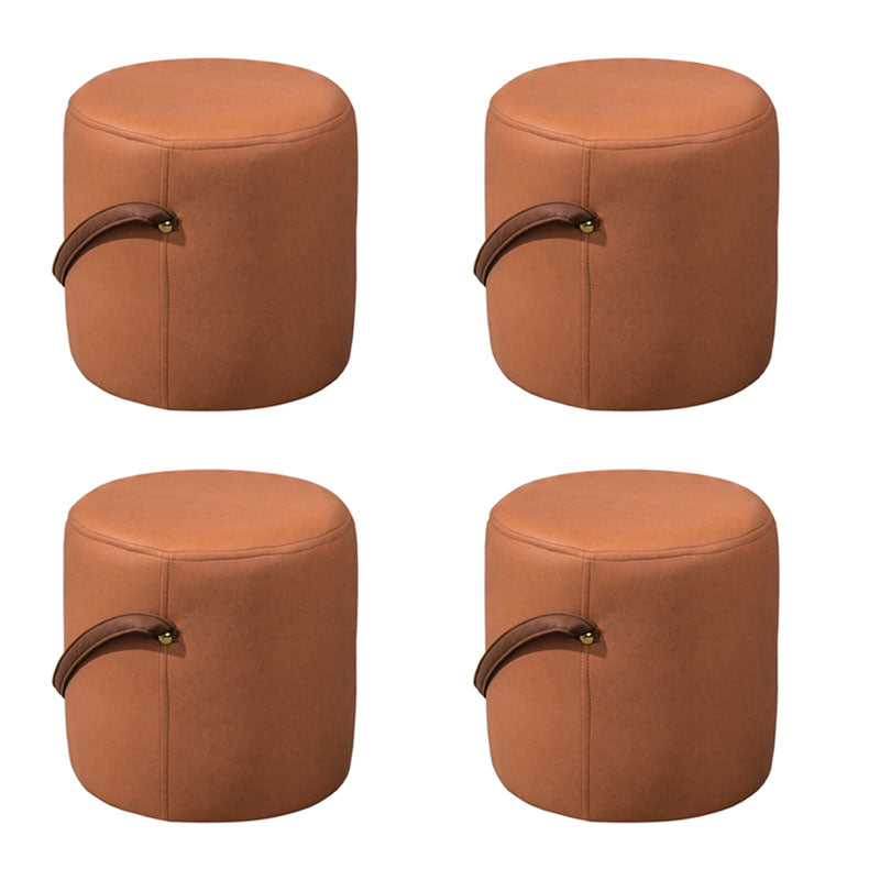 Modern Orange Pouf Round Scratch Resistant Pouf for Living Room