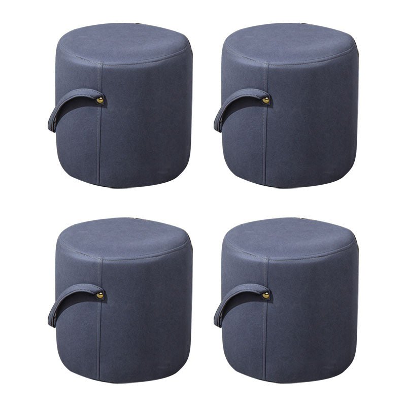 Modern Orange Pouf Round Scratch Resistant Pouf for Living Room