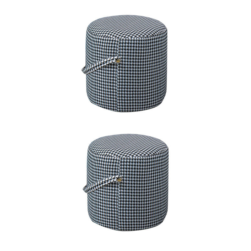 Modern Orange Pouf Round Scratch Resistant Pouf for Living Room