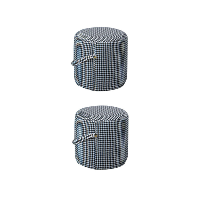 Modern Orange Pouf Round Scratch Resistant Pouf for Living Room