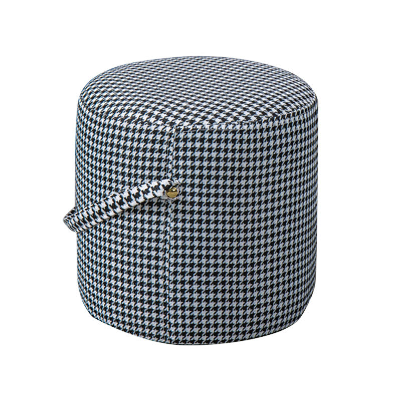 Modern Orange Pouf Round Scratch Resistant Pouf for Living Room