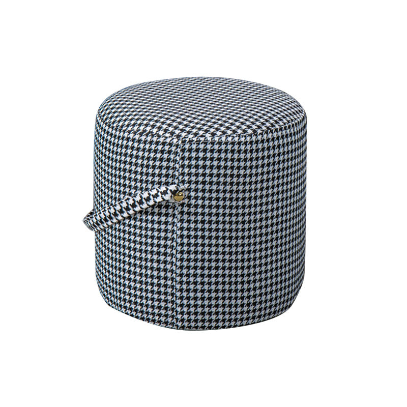 Modern Orange Pouf Round Scratch Resistant Pouf for Living Room