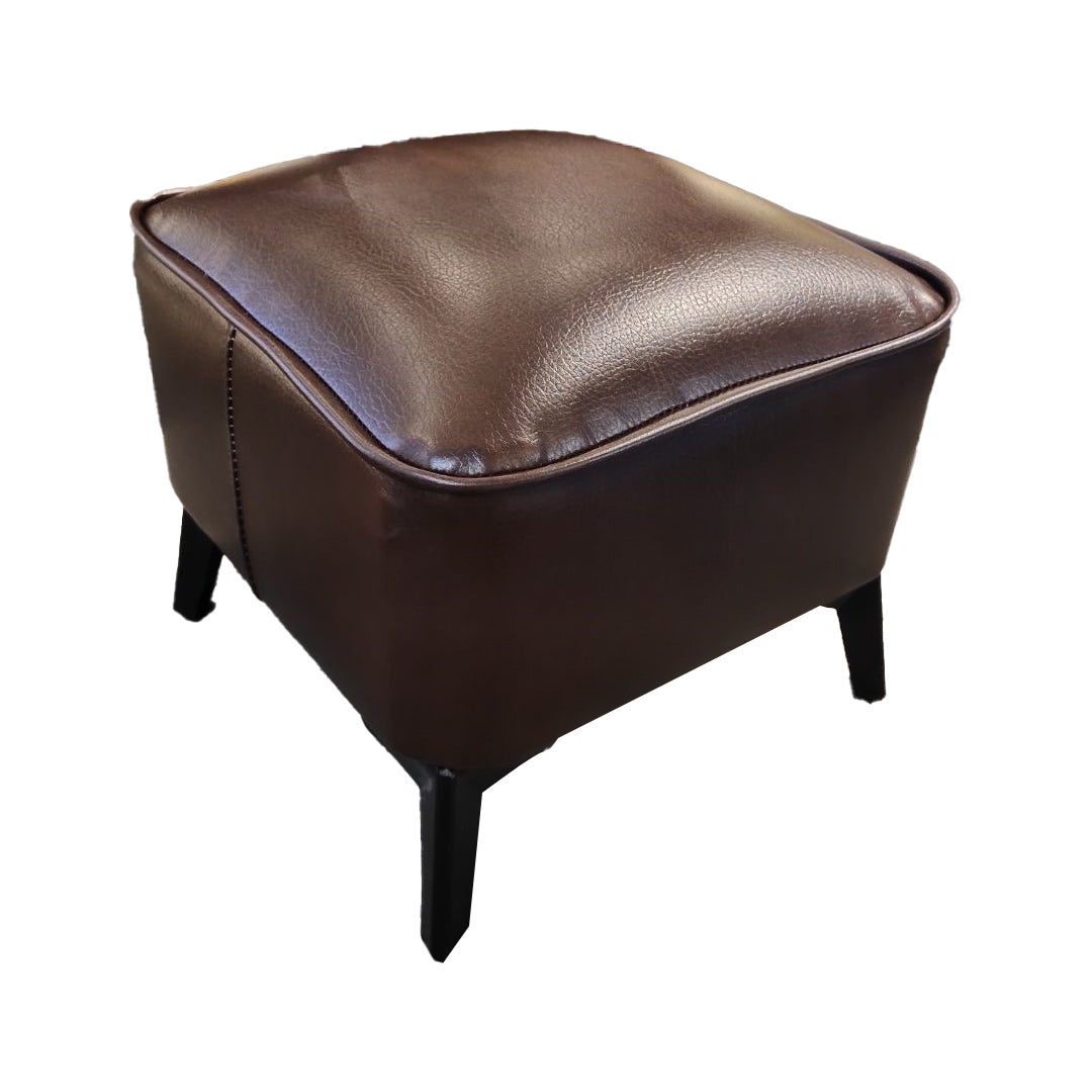 Mid-Century Modern Pouf Ottoman Faux Leather Upholstered Square Ottoman with Chair Legs
