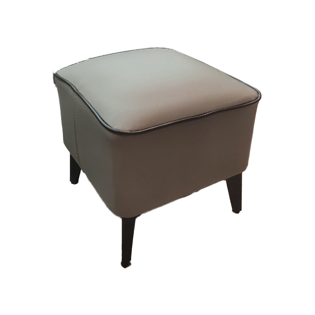 Mid-Century Modern Pouf Ottoman Faux Leather Upholstered Square Ottoman with Chair Legs