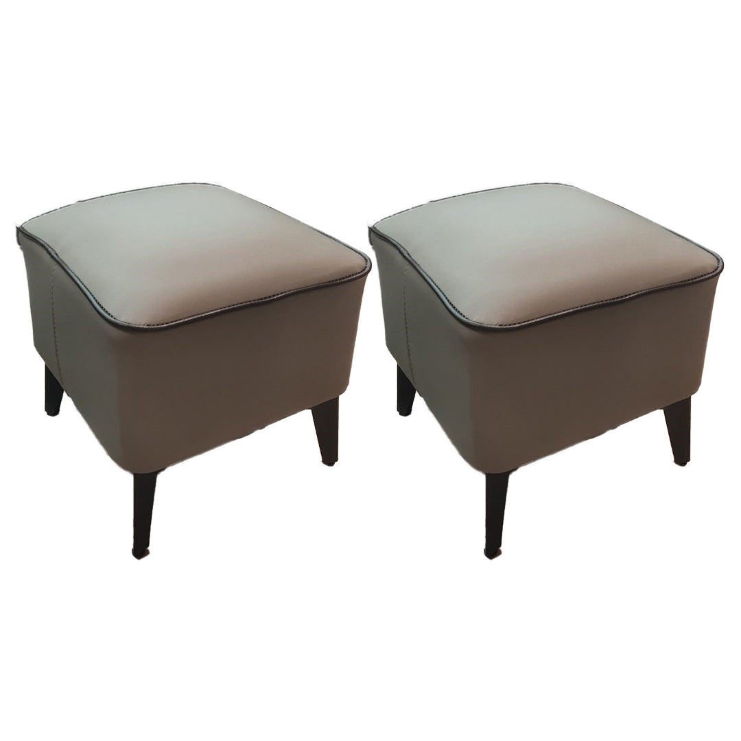 Mid-Century Modern Pouf Ottoman Faux Leather Upholstered Square Ottoman with Chair Legs