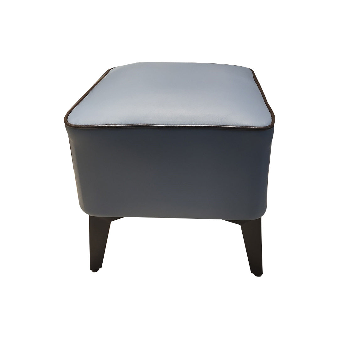Mid-Century Modern Pouf Ottoman Faux Leather Upholstered Square Ottoman with Chair Legs