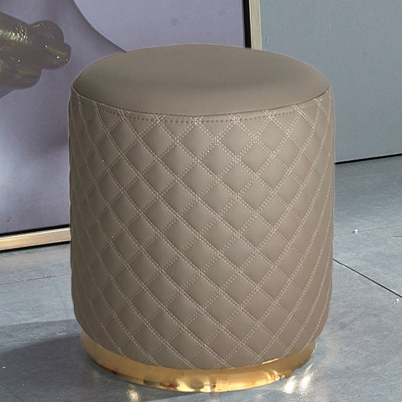 Glam Pouf Ottoman Genuine Leather Upholstered Solid Color Square Ottoman