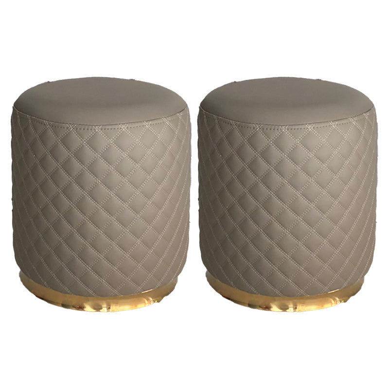 Glam Pouf Ottoman Genuine Leather Upholstered Solid Color Square Ottoman