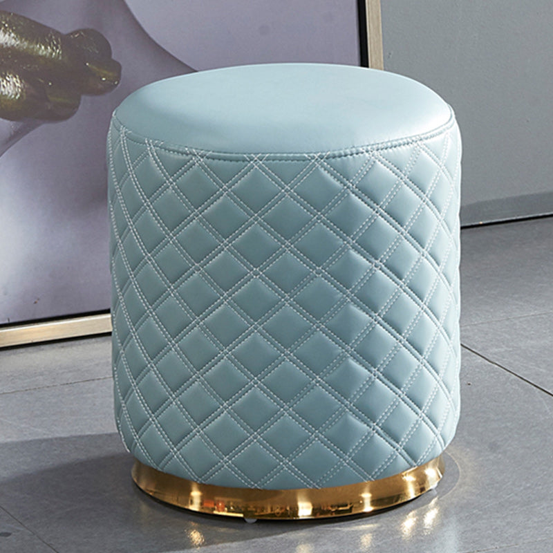 Glam Pouf Ottoman Genuine Leather Upholstered Solid Color Square Ottoman