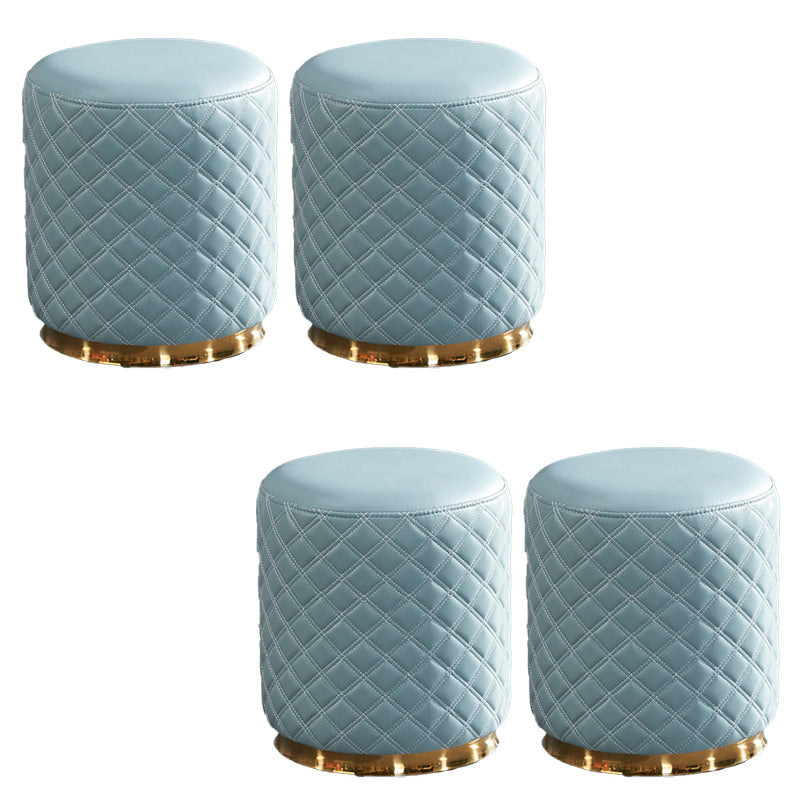 Glam Pouf Ottoman Genuine Leather Upholstered Solid Color Square Ottoman