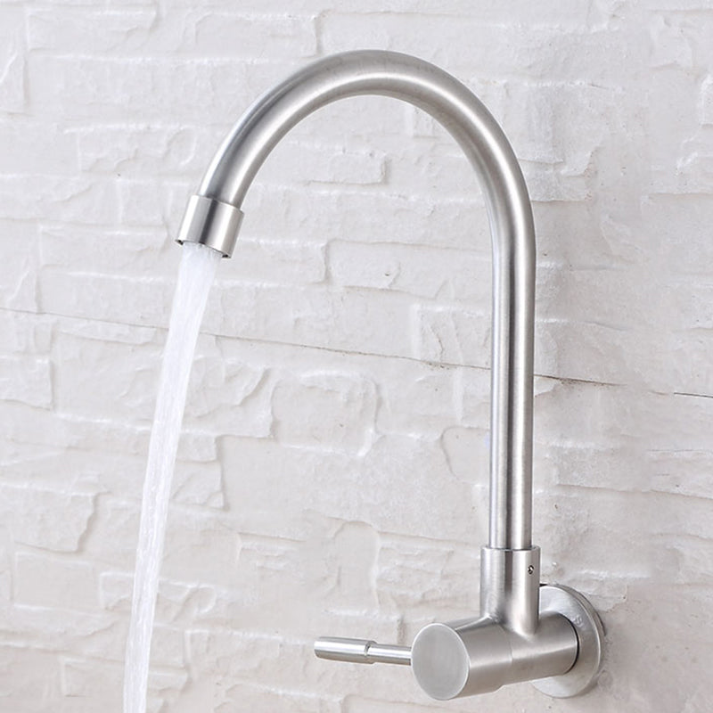 Contemporary Single Handle Bar Faucet Pull-down Wall-mounted Faucet in Chrome