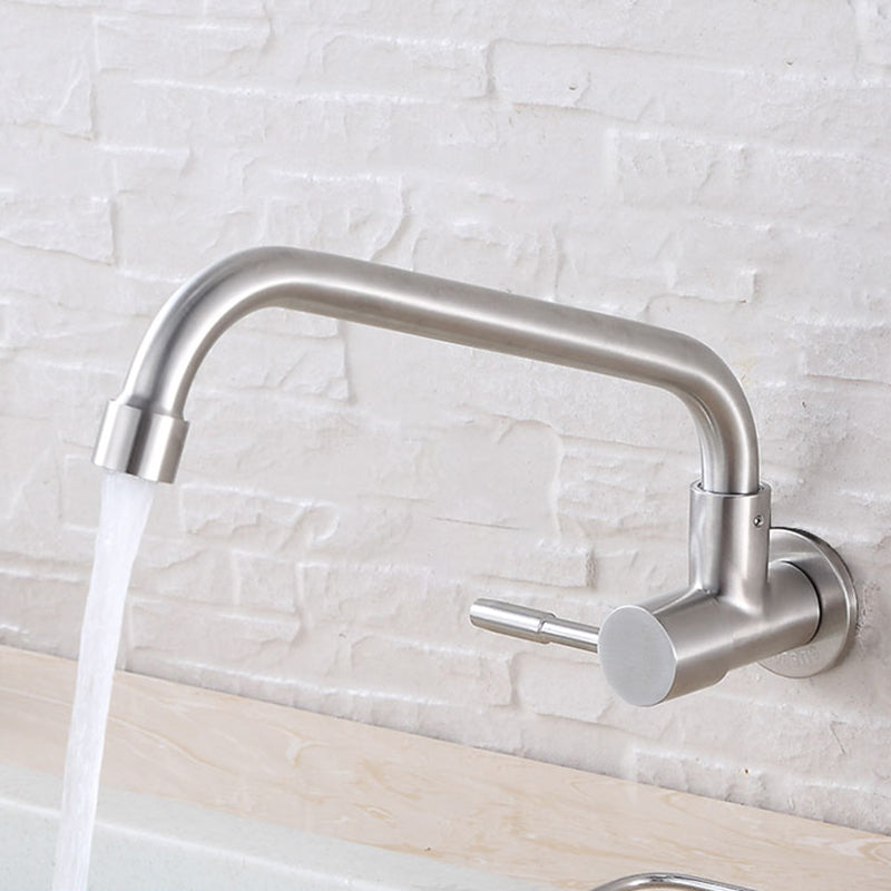 Contemporary Single Handle Bar Faucet Pull-down Wall-mounted Faucet in Chrome