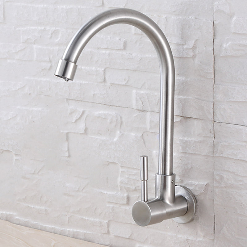 Contemporary Single Handle Bar Faucet Pull-down Wall-mounted Faucet in Chrome