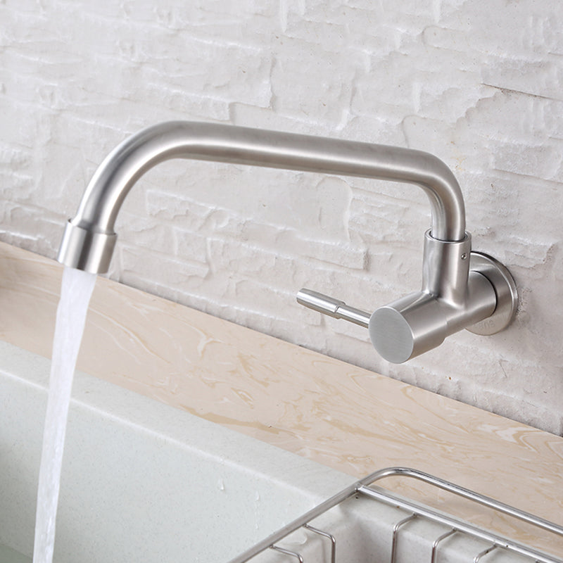 Contemporary Single Handle Bar Faucet Pull-down Wall-mounted Faucet in Chrome