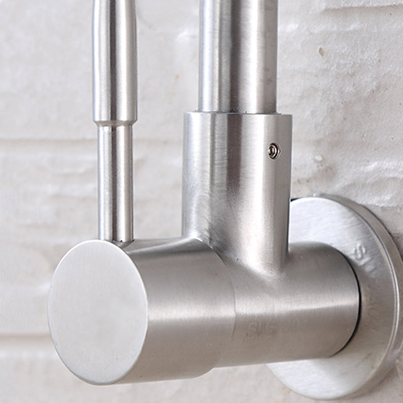 Contemporary Single Handle Bar Faucet Pull-down Wall-mounted Faucet in Chrome