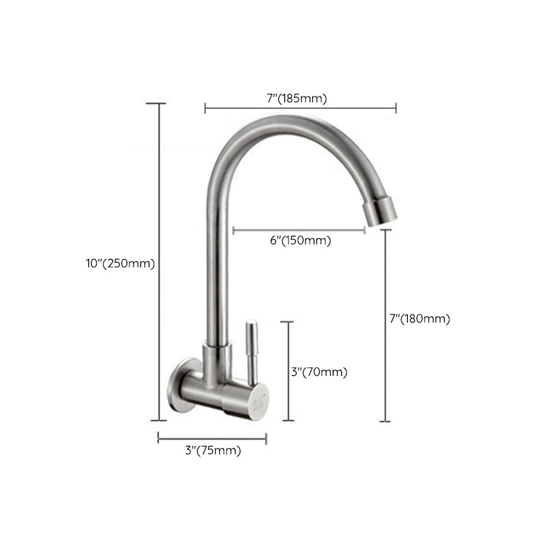 Contemporary Single Handle Bar Faucet Pull-down Wall-mounted Faucet in Chrome