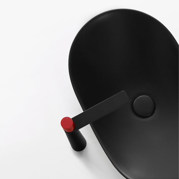 Modern Bathroom Sink Pop-Up Drain Porcelain Oval-Shape Vessel Bathroom Sink