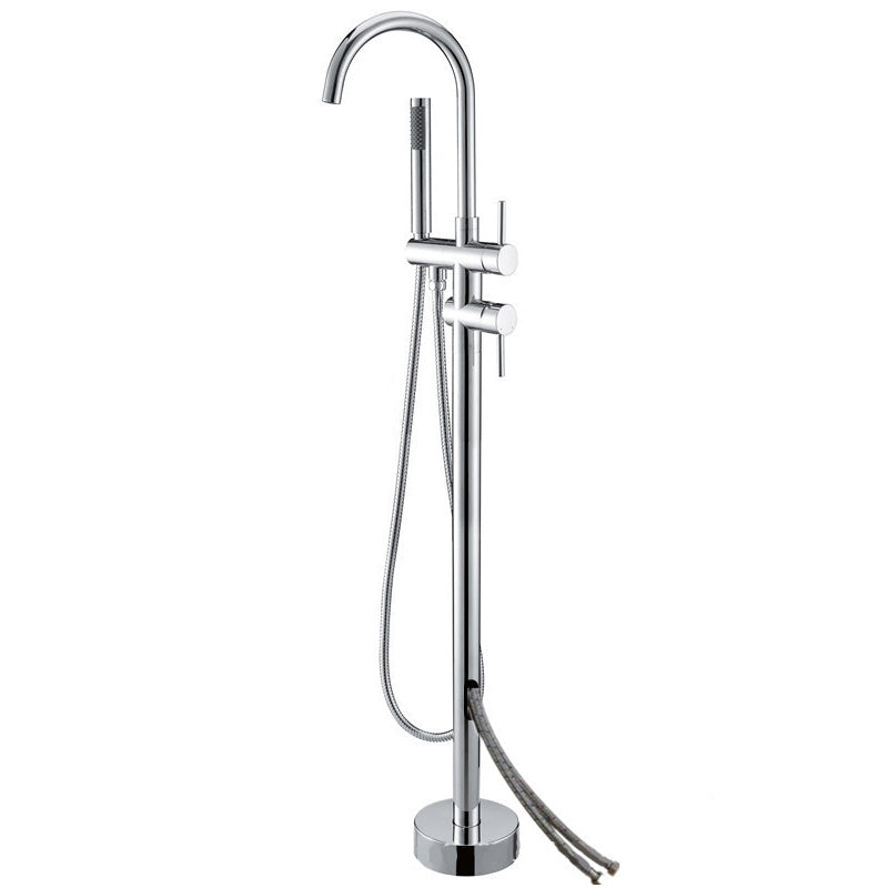 Modern Freestanding Tub Faucet Copper Floor Mounted Two Handle Freestanding Bathtub Faucet