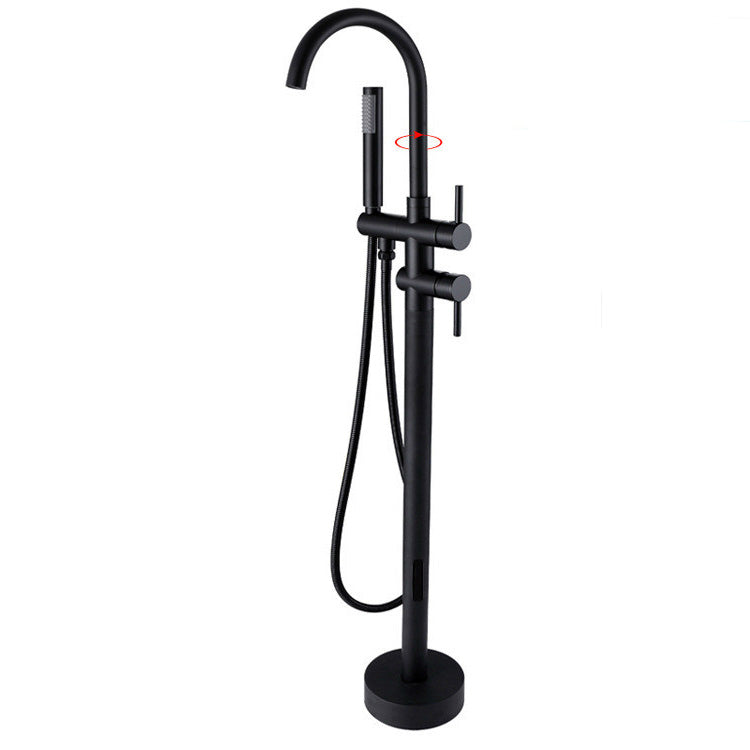 Modern Freestanding Tub Faucet Copper Floor Mounted Two Handle Freestanding Bathtub Faucet