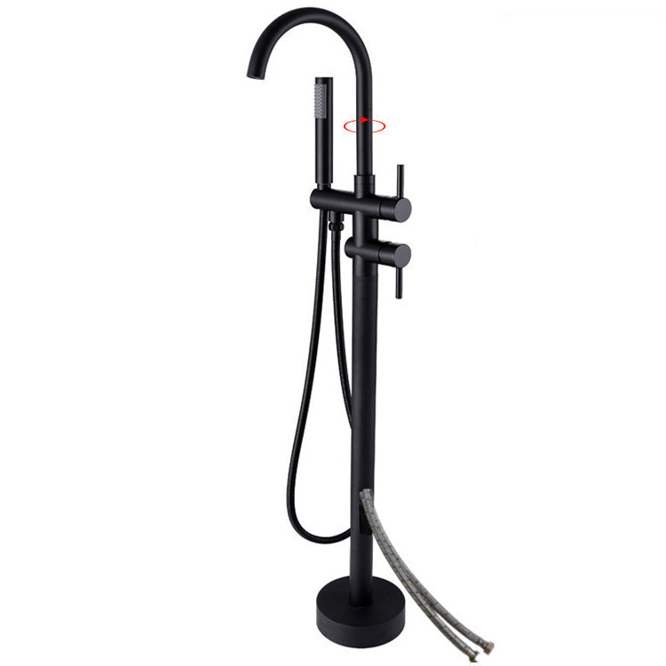 Modern Freestanding Tub Faucet Copper Floor Mounted Two Handle Freestanding Bathtub Faucet