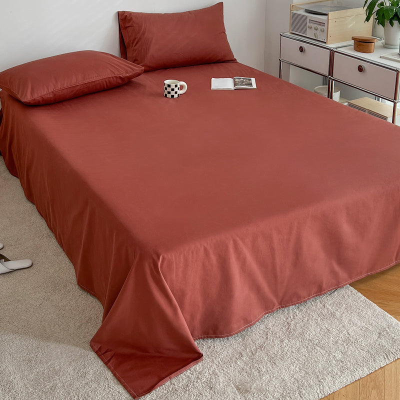 Cotton Plain Bed Sheet Breathable Fade Resistant Bed Sheet Set