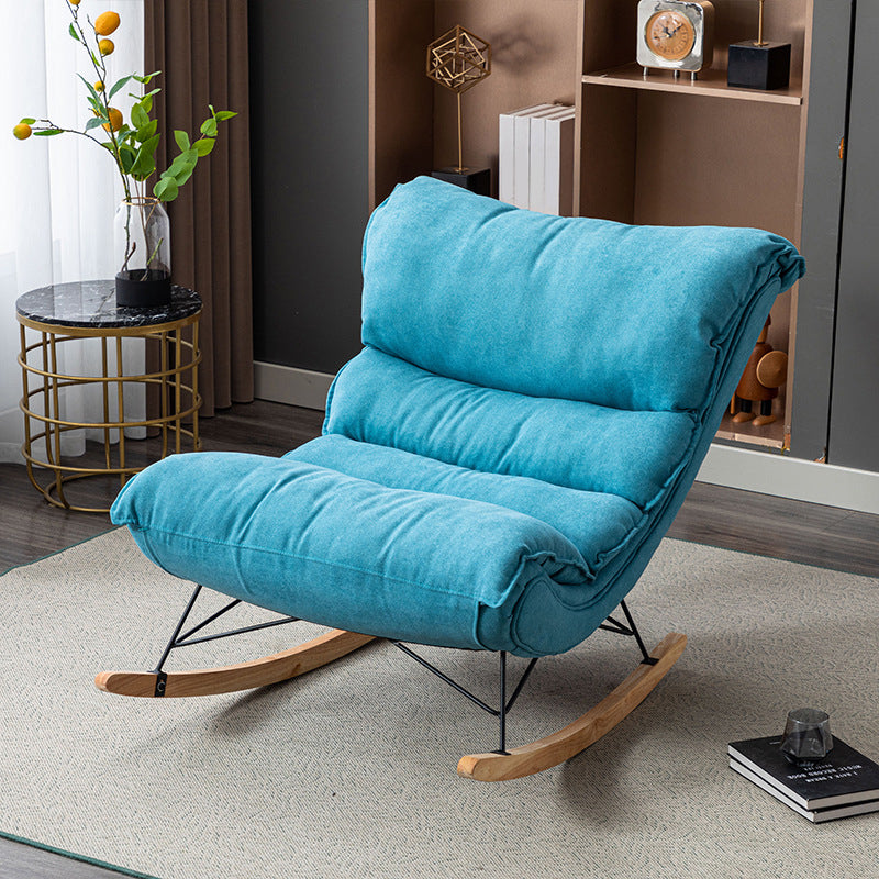 Modern Rocker Upholstered Tufted Cushion Rocking Chair with Dark Leg