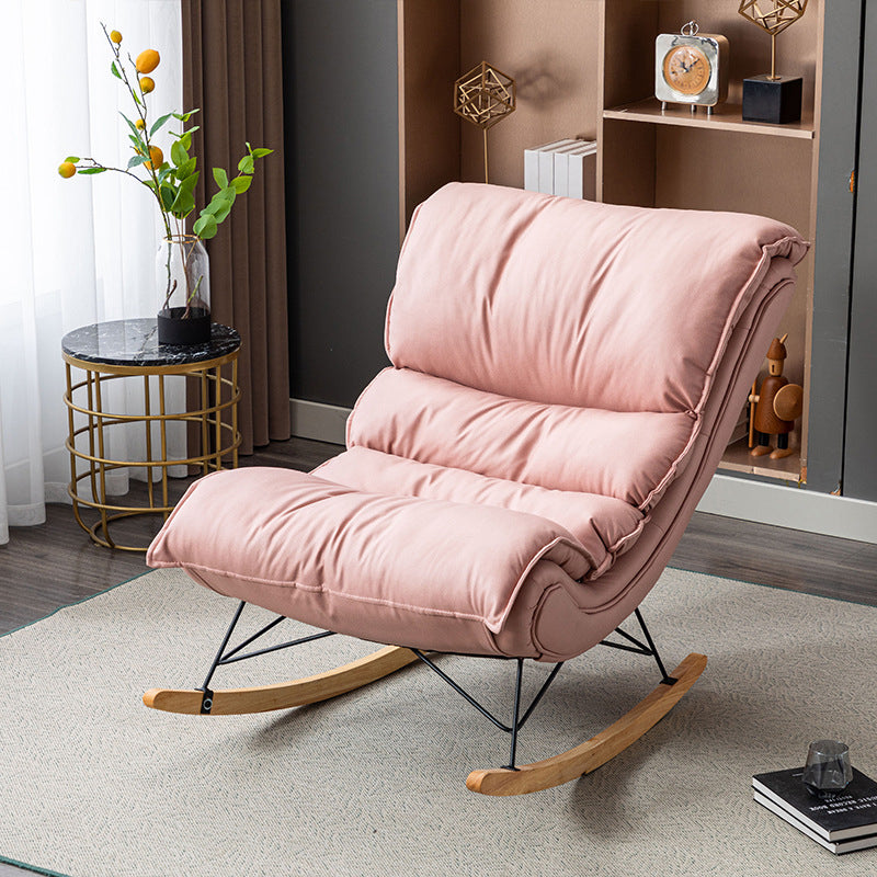 Modern Rocker Upholstered Tufted Cushion Rocking Chair with Dark Leg
