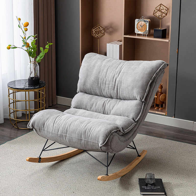 Modern Rocker Upholstered Tufted Cushion Rocking Chair with Dark Leg