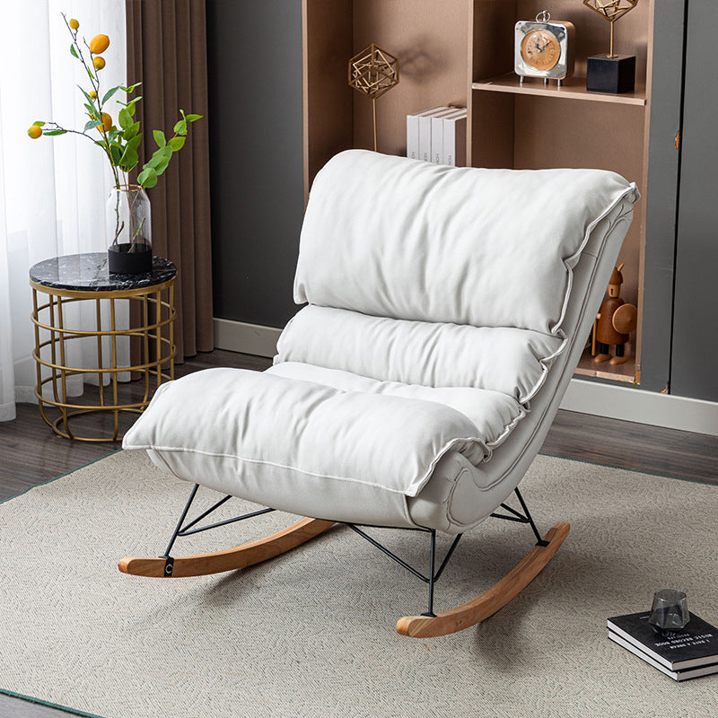 Modern Rocker Upholstered Tufted Cushion Rocking Chair with Dark Leg