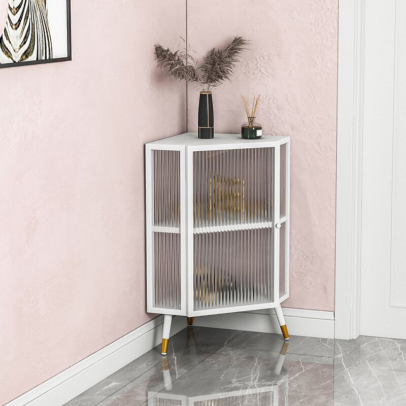 Contemporary Curio Cabinet Metal Buffet Cabinet with Glass Door for Bedroom