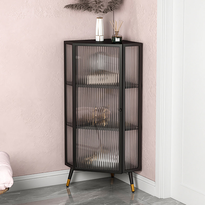 Contemporary Curio Cabinet Metal Buffet Cabinet with Glass Door for Bedroom