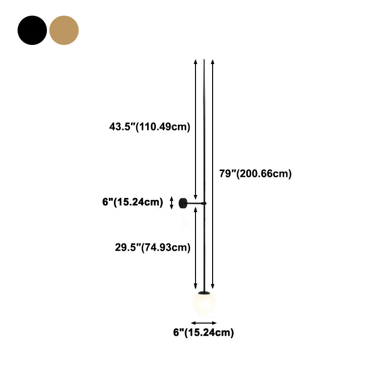 Orb Corridor Wall Light Fixture Milky Glass 1-Light Simple Wall Lamp Sconce with Pencil Arm