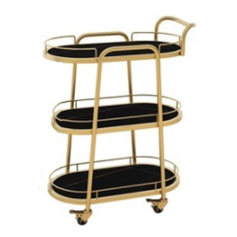 Contemporary Oval Metal Prep Table 26.77"W Rolling Prep Table for Dining Room