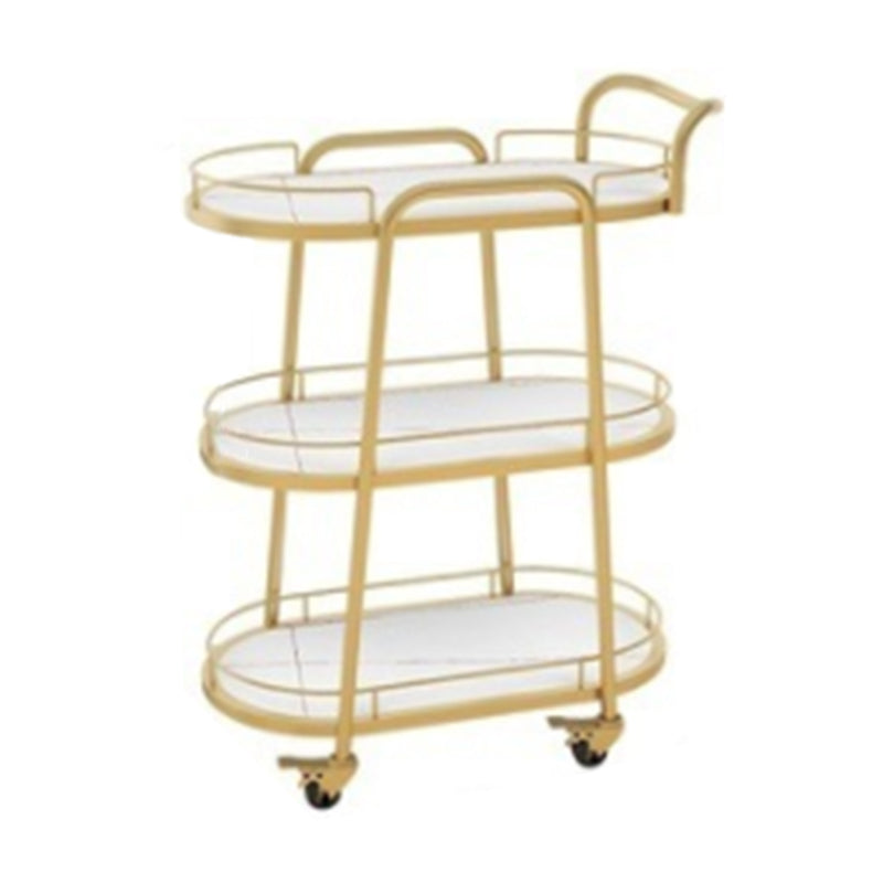Contemporary Oval Metal Prep Table 26.77"W Rolling Prep Table for Dining Room
