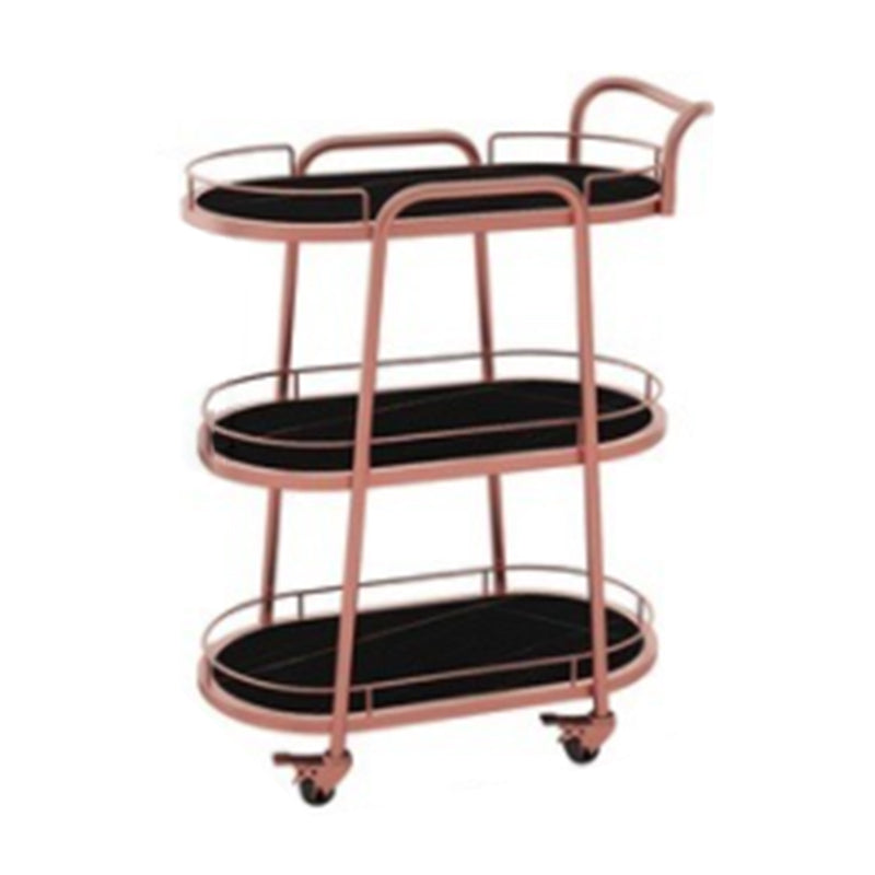 Contemporary Oval Metal Prep Table 26.77"W Rolling Prep Table for Dining Room