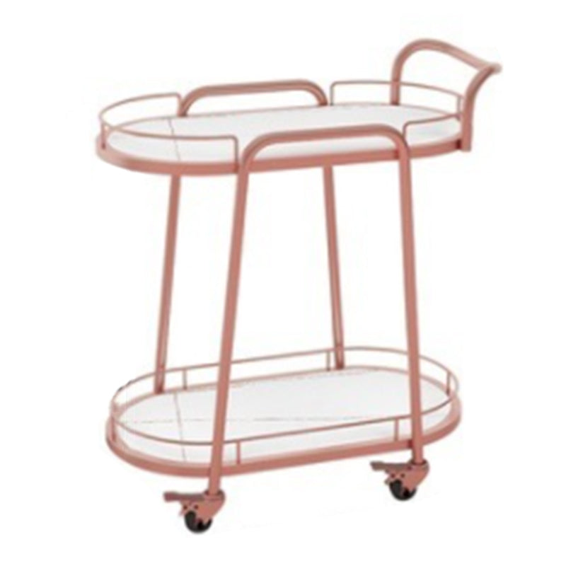 Contemporary Oval Metal Prep Table 26.77"W Rolling Prep Table for Dining Room