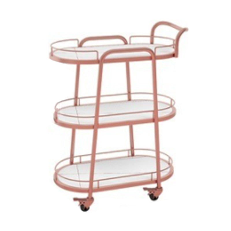 Contemporary Oval Metal Prep Table 26.77"W Rolling Prep Table for Dining Room